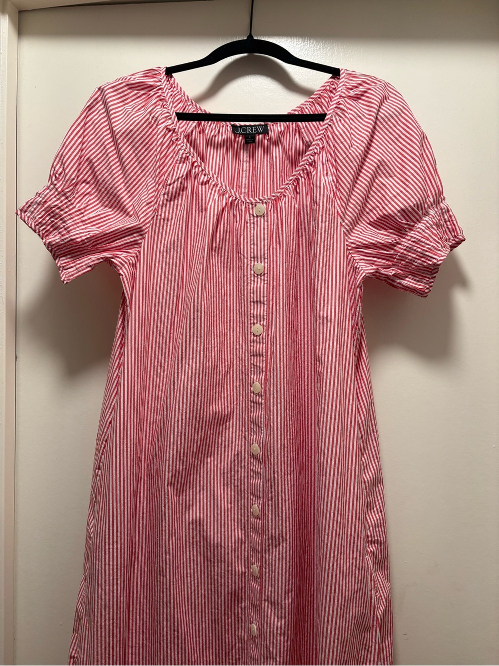 J. Crew Red and White Stripe Button-Front Maxi Dress - Picture 3 of 9